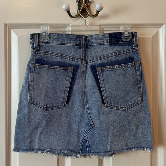 High Waisted Denim A-Line Mini Skirt - Picture 2 of 4
